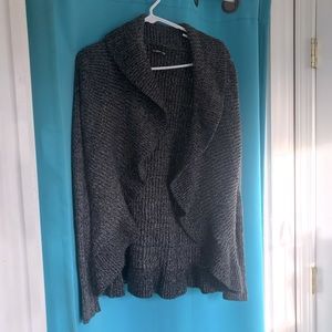 Express drape front cardigan black and sparkle silver